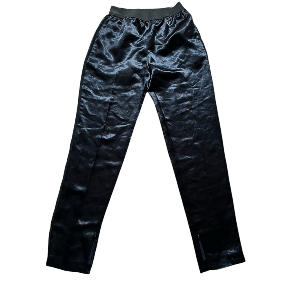 Sandro navy Satin pants  with black stripe